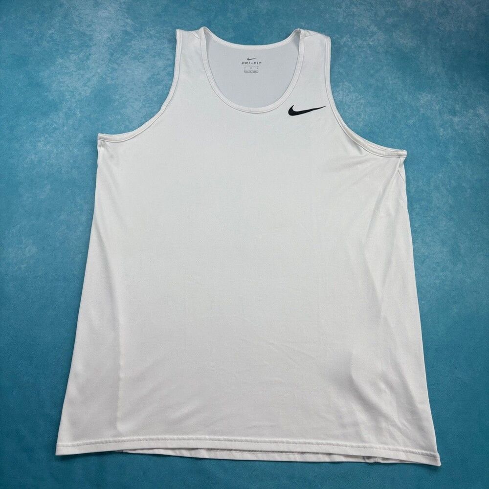 Nike Dri-Fit Mens L Tall White Tank Top Sleeveless Training Shirt